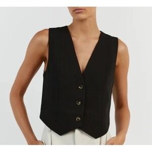 DISSH Rowan Vest Black Tailored Button Front Vest Waistcoat V-Neck Size US 4